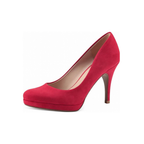 Damen Pumps Rot Velours Spitz mit Plateau und Stiletto-Absatz
