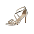 Damen Sandaletten Silber Metallic mit Riemchen und Stiletto-Absatz