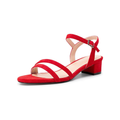 Damen Sandaletten Rot Velours mit Riemchen und Blockabsatz