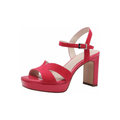 Damen Plateau Sandaletten Pink mit Blockabsatz und Knöchelriemen