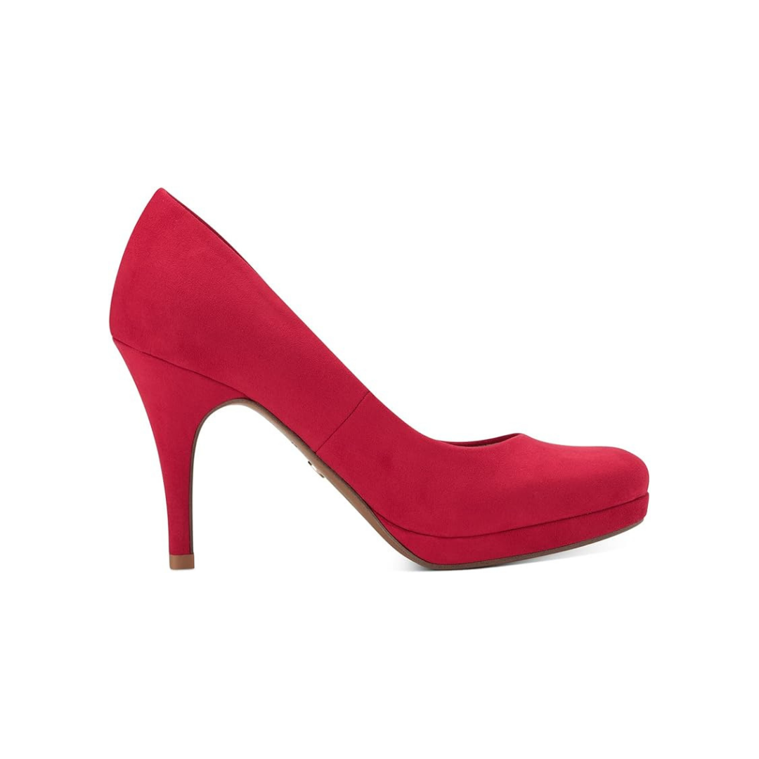 Damen Pumps Rot Velours Spitz mit Plateau und Stiletto-Absatz