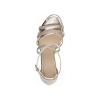 Damen Sandaletten Silber Metallic mit Riemchen und Stiletto-Absatz
