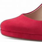 Damen Pumps Rot Velours Spitz mit Plateau und Stiletto-Absatz