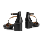 Damen Spitz-Pumps Schwarz mit Blockabsatz und Knöchelriemen
